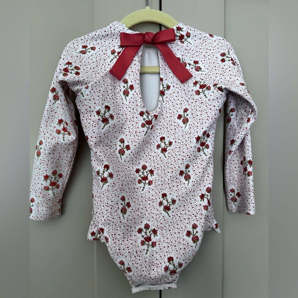 Minnow Rashguard One Piece in Raspberry Red - Picture 2 of 3